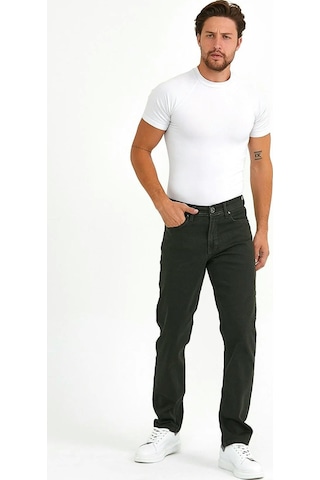 Digital Jeans Normal Kesim Fermuarlı Geniş Paça Yüksek Bel Erk Haki Açık Gri