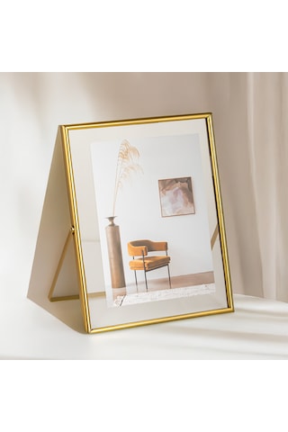 Porsima Dhz90103 Altın Metal Modern Dekoratif Cam Fotoğraf Çerçevesi Masa Duvar Fotoğraf Çerçevesi 20x25cm
