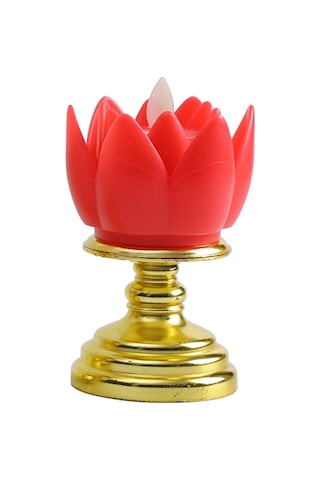 Led Elektronik Mum Lotus Lambası Dekoratif Işıklar Kırmızı Pembe Siyah