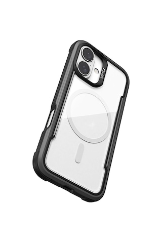 Apple Uyumlu iPhone 16 Kılıf Magsafe Şarj Özellikli Airbagli Raptic Shield Serisi Şeffaf Arka Yüzey Kapak Siyah