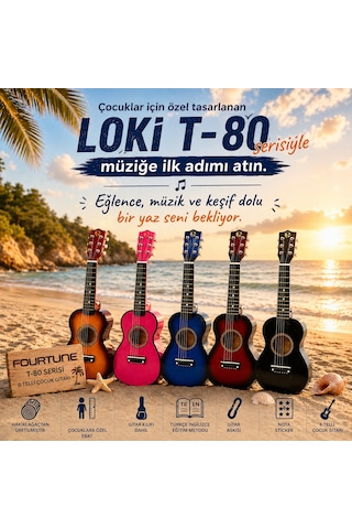Fourtune Loki T-80SB 6 Telli Sunburst Çocuk Gitarı Gerçek Ağaç
