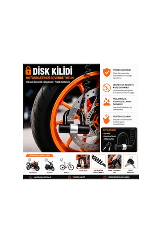 781mv 12x11 Cm Boy 16mm Çapında Motosiklet Disk Kilidi Kelepçeli Çelik U-bar Ve Siyah Hatırlatma Kablosu
