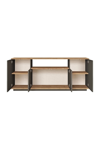 Robin Home Loft Konsol 4 Kapaklı Raflı 180cm Çam-antrasit