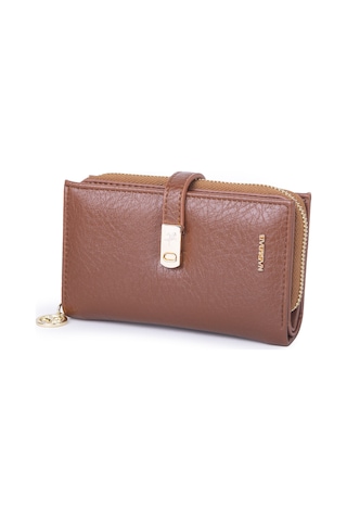 Nas Bag Kadın Orta Boy Kartlık Kağıt Para Ve Bozuk Para Tasarımına Sahip Taba Victoria 16x9 Cm