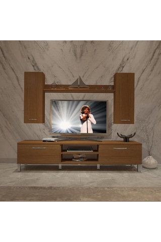 Decoraktiv Eko 7 Slm Dvd Krom Ayaklı Tv Ünitesi Tv Sehpası Ceviz