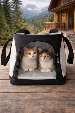 Premium Siyah Fileli Kedi Taşıma Çantası