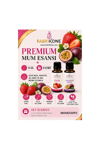 Premium Mum Esansı 5 Cc 2'li Set - Çilek, Passion Fruit - Soya Wax, Parafin, Jel Wax Ve Bal Mumu Uyumlu Bkfab2ckpf5 Karışık