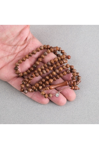 Kuka Orijinal Doğal Lapisdo İmzalı İstanbul Kesim 6x7mm Namaz Tesbihi Kahverengi