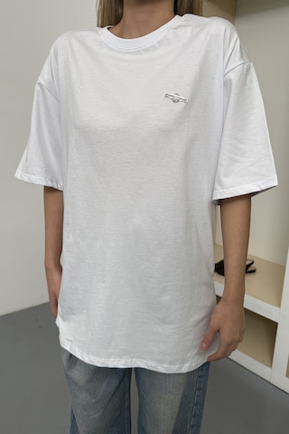 Giysa Kadın Filkete Aksesuarlı Pamuklu T-shirt Beyaz - 26y 26508
