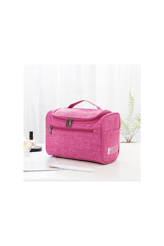 Geeksen Katı Kationik Oxford Kumaş Seyahat Çantası - Asma Kancalı, Büyük Kapasiteli, Makyaj & Tuvalet Malzemeleri Organizerı Pembe Gül Kırmızı