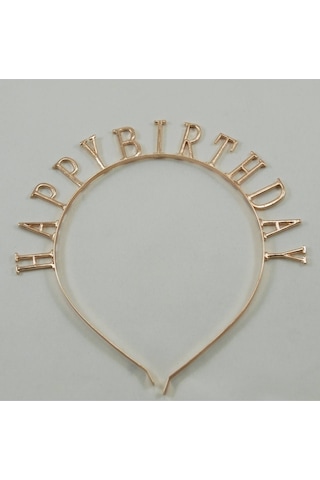 Partivitrini Happy Birthday Rose Gold Metal Doğumgünü Partisi Tacı