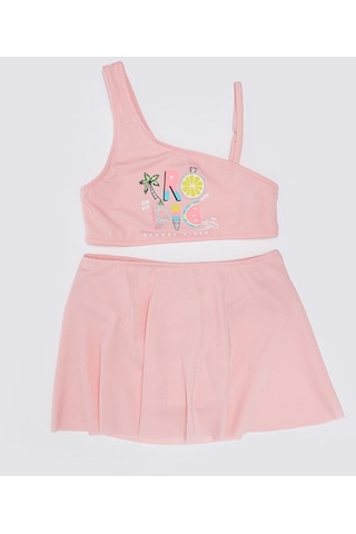 Deep Beach Baskılı Kız Çocuk Etekli Bikini Takım 001