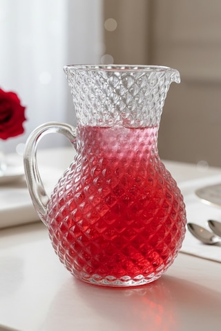 Grandora 2 Litre Şık Dekorlu Cam Sürahi Buzlu Desen, Premium Kalite