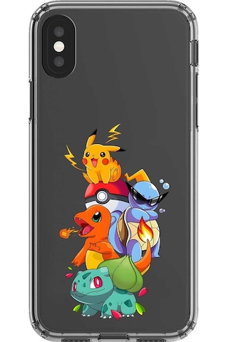 Apple Uyumlu iPhone X Şeffaf Kılıf Pokemon 1 Tasarımlı