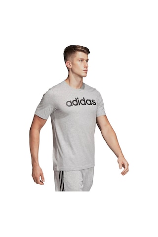 Du0409 Adidas Essential Linear Erkek Pamuklu Gri Tişört