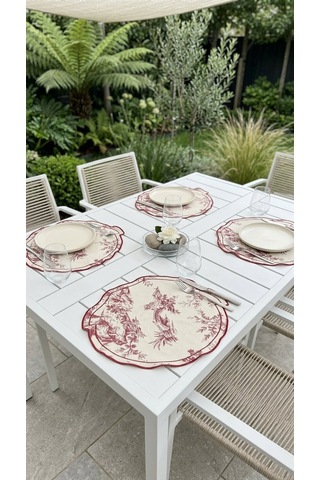 Toile Burgundy Amerikan Servis Çok Renkli