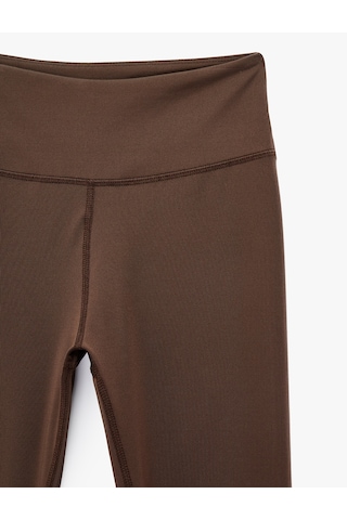 Koton Yüksek Bel Dikiş Detaylı Slim Fit Spor Tayt Kahverengi 7wak40152nk Kahve