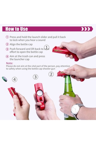 Suofeng Gri Plastik Fişekli Açıcı - 2'li 1 Fıççe Kapağı Açan Ve Fırlatan Parti Eğlence Aleti Gri