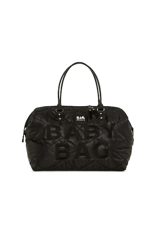 Bagmori Baby Bag Nakışlı Puf Şişme Siyah Anne Bebek Bakım Çanta Siyah