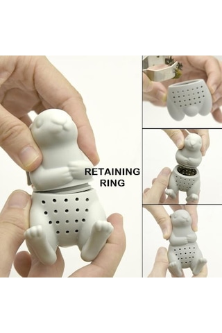 Tavşan Çay Süzgeci Silikon Tavşan Şeklinde Çay Demliği Yeniden Kullanılabilir Yaprak Bitki Baharat Filtresi Süzgeçler Çaydanlık Dekoru İçin Gri