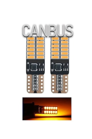 10 Adet T10 Led Park Plaka Tavan Ampulü 24 Ledli Turuncu Sadece 12 Volt Araçlar