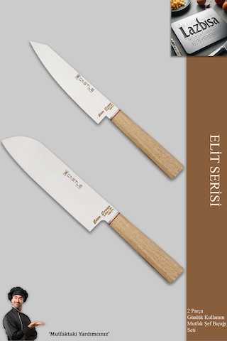 Elite Serisi Mutfak Bıçak Seti 2 Li Et Sebze Şef Bıçak Mft-216 Ceviz