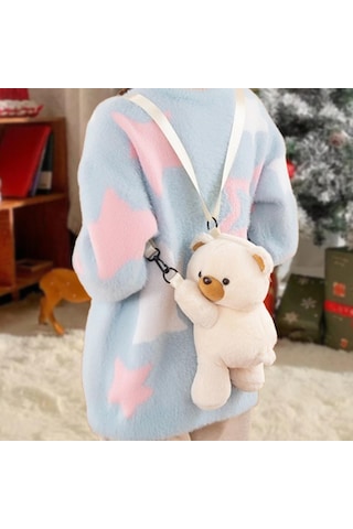 Homyl Ayarlanabilir Askı Seyahat Sırt Çantası Ile Peluş Ayı Bej