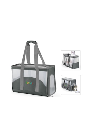 Funadd Portable Breathable Pet Bag Outdoor Shoulder Tote Bag Grey