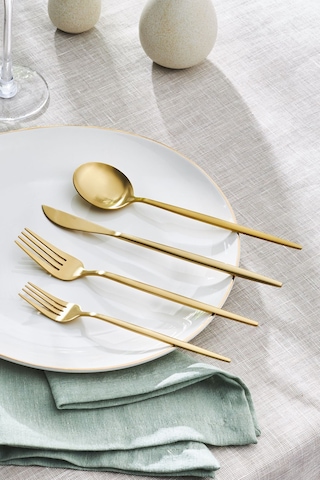 Apricot Faro Matte Gold 24 Parça 6 Kişilik Çatal Kaşık Bıçak Kutulu