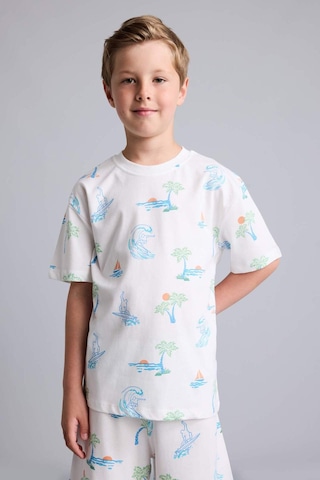 Defacto Regular Fıt Elastik Bel Desenli 2li Bej Pijama Takımı Erkek Çocuk H5396a826hser83 Ekru-er83