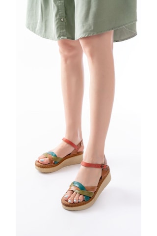 Aymood 730-037 Multi Hakiki Deri Ortopedik Taban Kadın Sandalet Multi