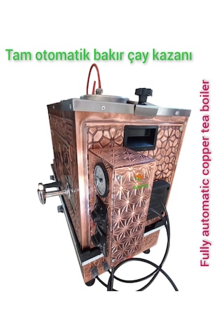 3 Gözlü Bakır Otomatik Çay Kazanı Gaz Emniyet Kilitli Doğalgazlı
