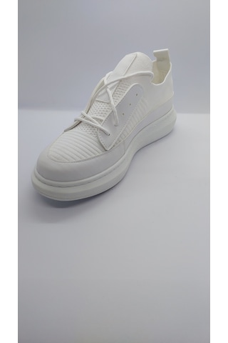 Tarzbu Kuback Rahat Taban Beyaz Triko Ayakkabı Yüksek Taban Sneaker Beyaz
