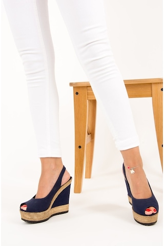 Fox Shoes Lacivert Kadın Dolgu Topuklu Ayakkabı 9674070805