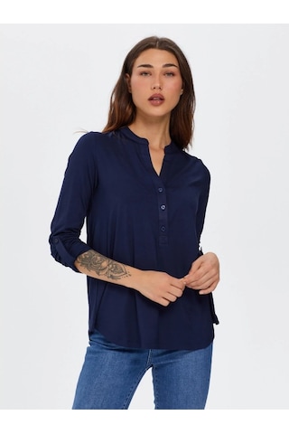 Faik Sönmez Kadın Uzun Kollu T-shirt B00015 Lacivert