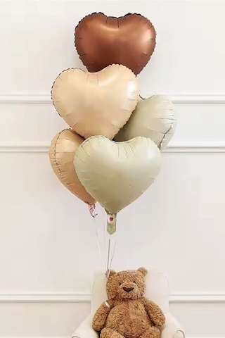 Beysüs 3 Yaş Retro Doğum Günü Balon Seti 5 Adet Kalp Balon Standart