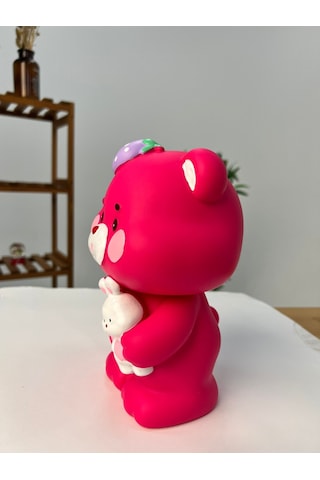 Favora Çilekli Ayıcık Kumbara - Koyu Pembe