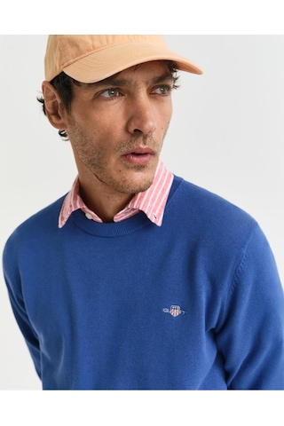 Gant Erkek Mavi Regular Fit Bisiklet Yaka Kazak-10544 Mavi