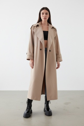 Durivya Apoletli Oversize Trençkot Camel