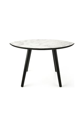 Mermer Desenli Oval Model Sehpa Gri 70x47x42 Cm Atlantik Çam