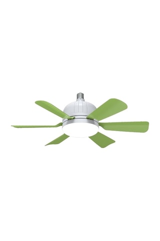 Sessiz Fan Lambası Yatak Odası E27 Uzaktan Kumandalı Tavan Vantilatörü Lambası Lı267 Siyah Lamba Gövdesi Yeşil Siyah