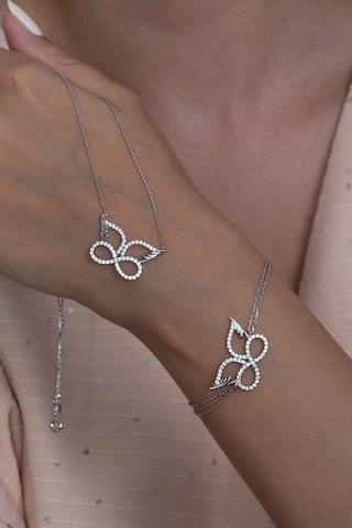 Kanatlı Sonsuzluk Gümüş Kolye Bileklik Seti Hediyelik Ykl33S