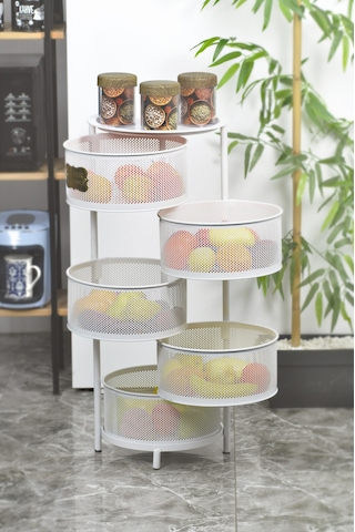 5 Katlı Metal Açılır Kapanır Paslanmaz Sebzelik Beyaz