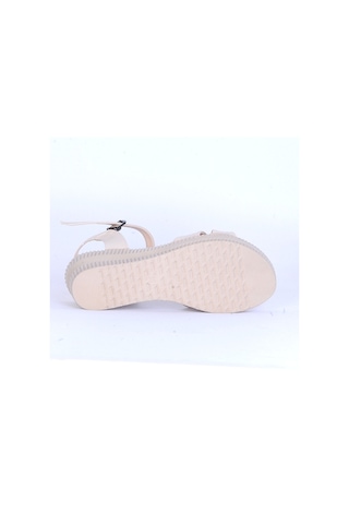 Moda Ayakkabı 151 Ortopedik Cilt 7cm Kadın Sandalet Ayakkabı Krem