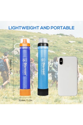 Mufunye Hafif Mavi Dışarıda Kullanıma Uygun Su Filtresi - 3 Aşamalı Filtrasyon, 1500 Litre Kapasite, 400 Ml/dakika Hız, Kamp Ve Yürüyüş İçin