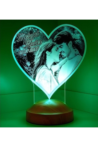 Sevgiliye ve Eşe Özel Fotoğraflı Kalp LED Lamba - Kişiye Özel ve Romantik Hediye, 14 Şubat Hediyesi