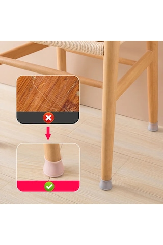 Kaydırmaz Ve Çizdirmez Silikon Masa Sandalye Mobilya Ayağı Koruyucuları 12 Adet Beyaz