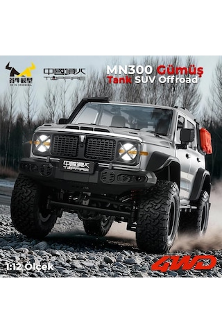 Mn Model Mn300 1/12 Tank Suv 4wd Rc Crawler Offroad Uzaktan Kumandalı Araba Arazi Aracı Model Car Truck Rtr Gümüş Mn-300 +dahili Işık Seti