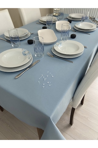 Sıvı Geçirmez Dertsiz Masa Örtüsü Mavi 13 Parça