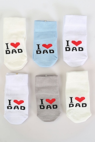 Pamuklu 6'lı Yenidoğan Erkek Bebek Çorap Dad Erkek Mavi